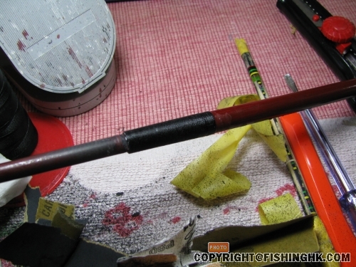 等一日完全乾透後，用30號尼龍線扎上加強~!!