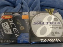 Daiwa Saltiga PE line & Shimano OCEA PE line